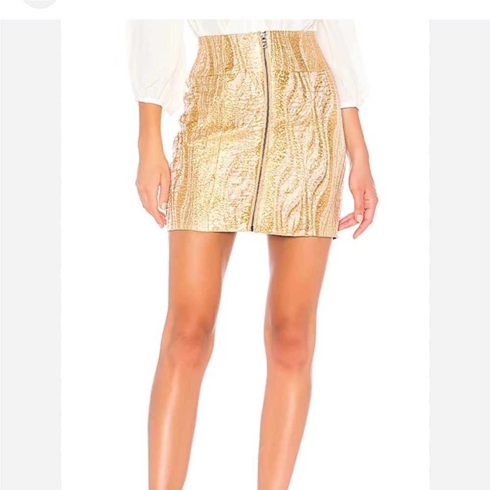 BCBGMAXAZRIA Metallic Mini Skirt In Gold Size: M